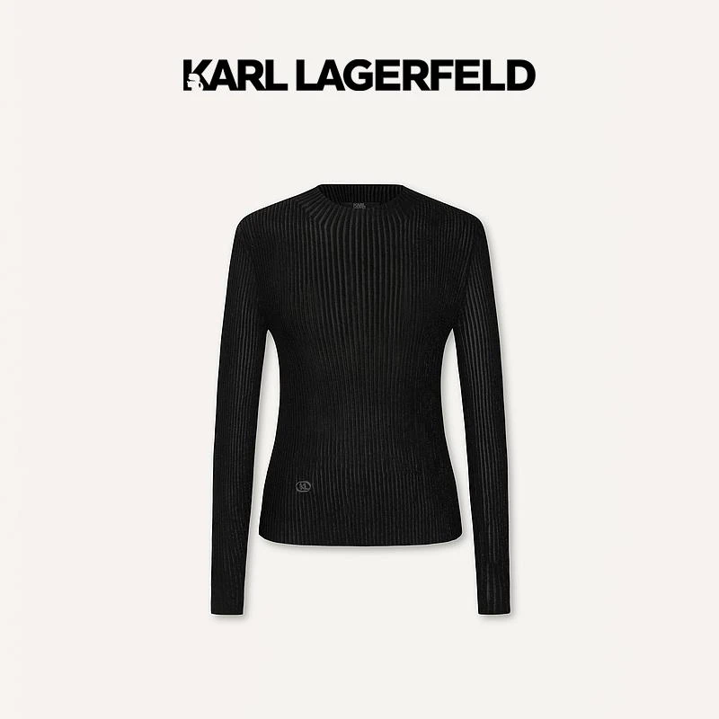【官方】KARL LAGERFELD卡尔拉格斐早春新款黑色针织套头衫K26E2301