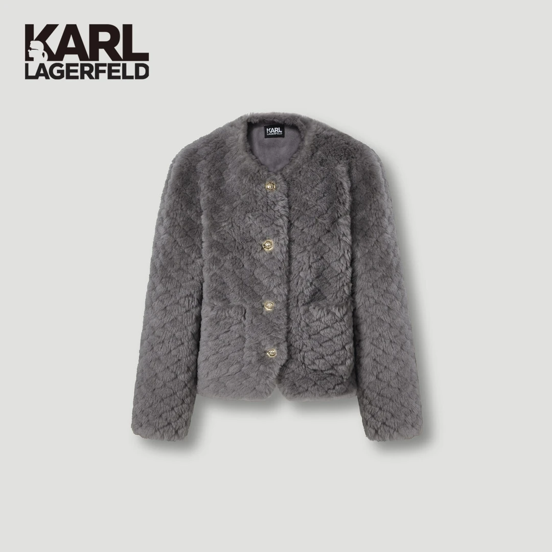 【星线好物】KARL LAGERFELD秋季新款菱形圆领羊毛外套E37W1583