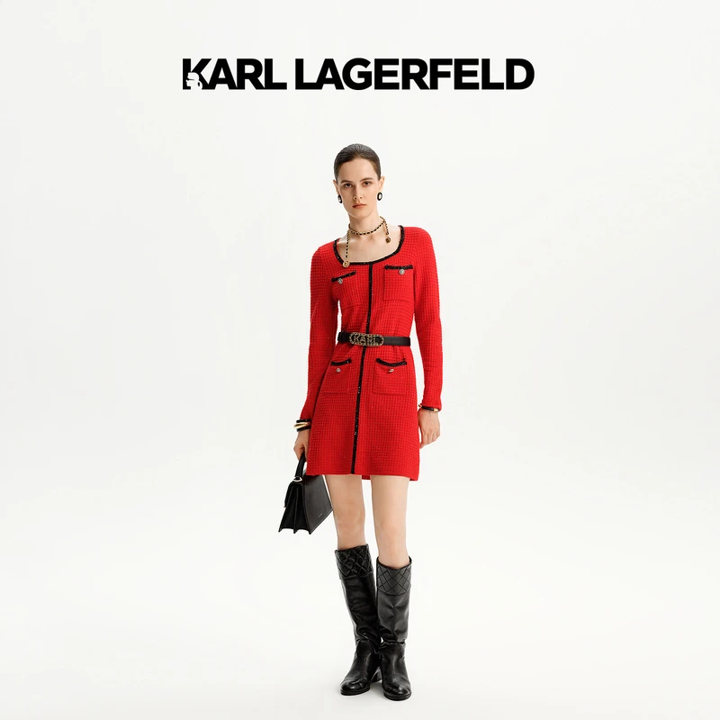 【官方】KARL LAGERFELD卡尔拉格斐24秋冬针织连衣裙老佛爷K27E1303