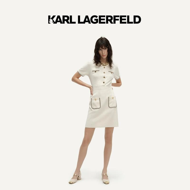 【官方】KARL LAGERFELD卡尔拉格斐24春小香风花边连衣裙E42W1349