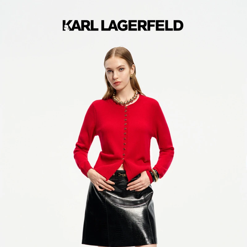 【星线好物】KARL LAGERFELD24冬新款流苏开衫老佛爷K27E2223