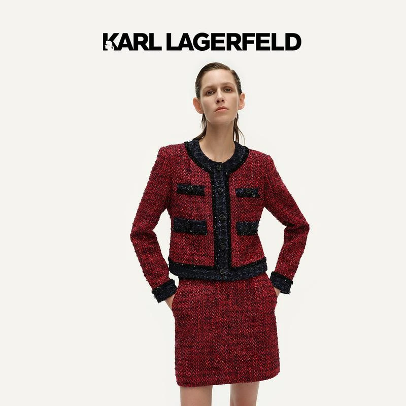 【官方】KARL LAGERFELD卡尔拉格斐24早春款花呢小香风外套241L1404