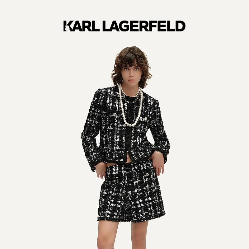 【晨粉专享价】KARLLAGERFELD卡尔拉格斐小香风格纹箱外套E41W1509