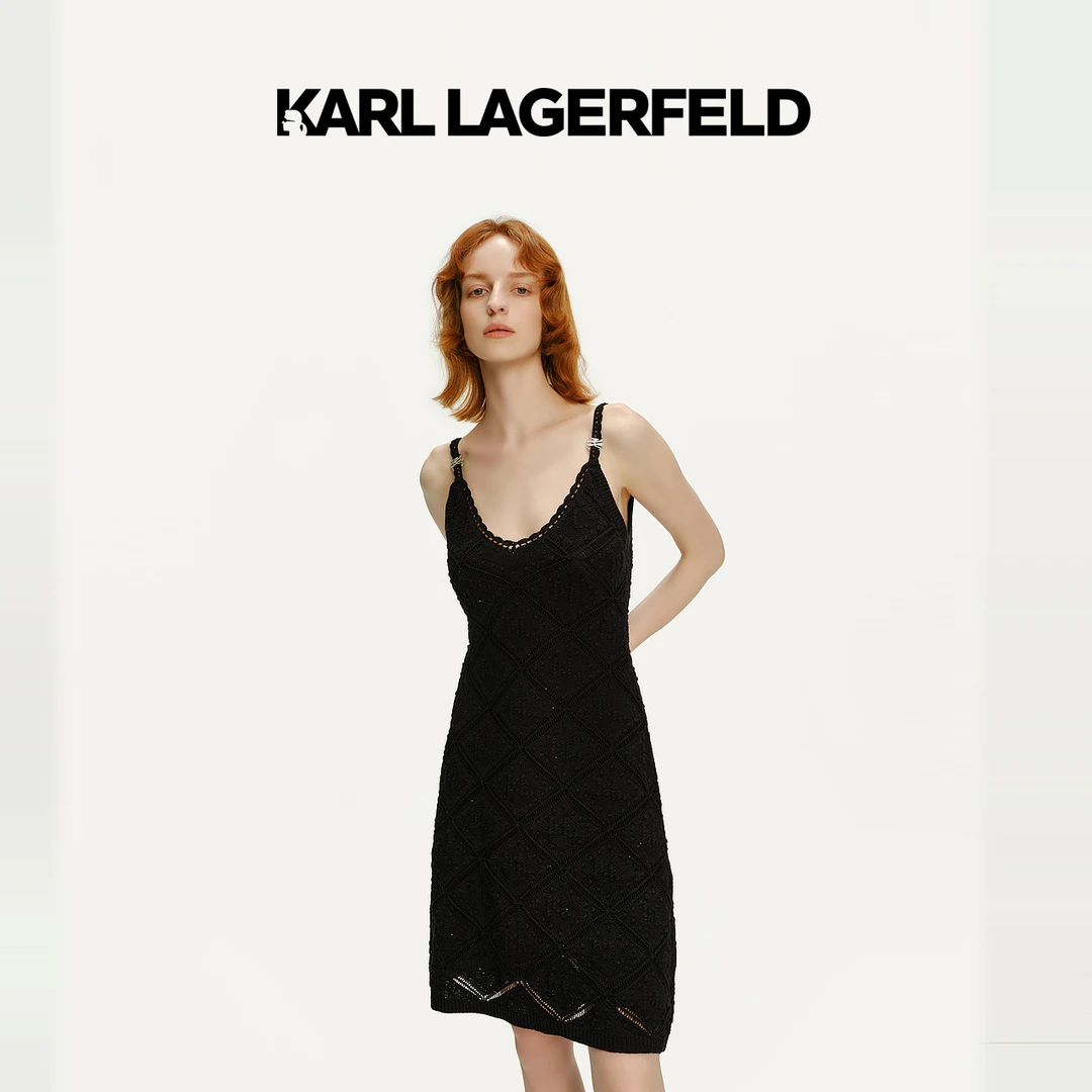 【官方】KARL LAGERFELD卡尔拉格斐24菱格针织连衣裙老佛爷241L1336