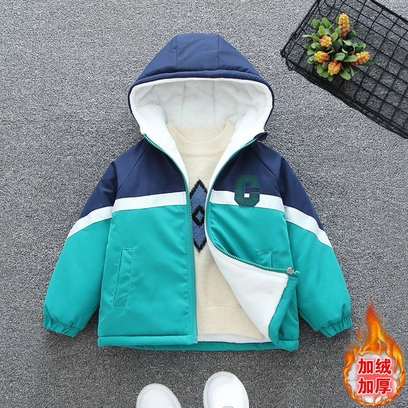 外套秋冬款2023新款冬装加绒加厚中大童派克服男童冲锋衣棉服D81