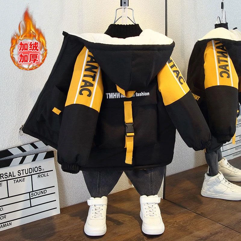 儿童装男童秋冬款加绒加厚外套2023新款冲锋衣中大童秋冬款衣服潮