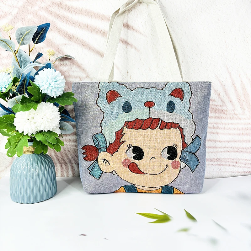 K10新款帆布包包女大容量单肩手提包托特包提花刺绣时尚百搭逛街