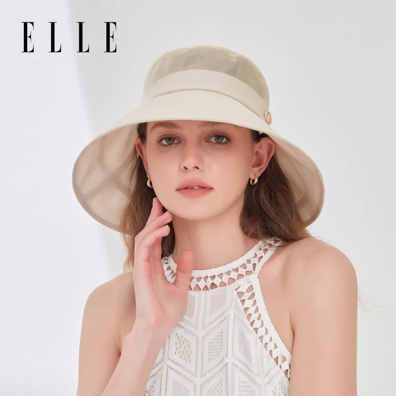 ELLE法式时尚女士帽子夏设计感气质百搭防晒帽防紫外线遮阳太阳帽