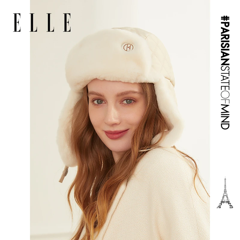 ELLE雷锋帽女款秋冬款户外防寒保暖毛毛护耳滑雪防风帽33WE16010