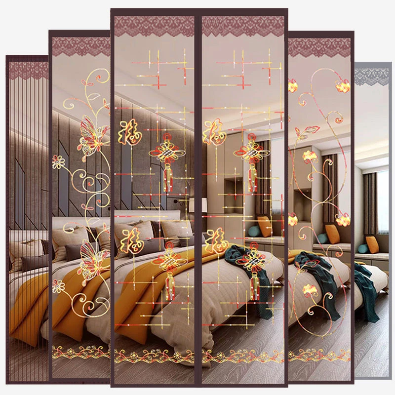 防蚊门帘挂帘夏天新款家用免打孔自粘纱窗沙门魔术贴纱门隔断帘子