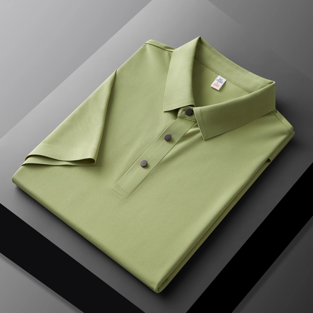 新款轻奢锦氨无痕男士短袖polo衫夏季冰凉高弹力T恤男装免烫抗皱