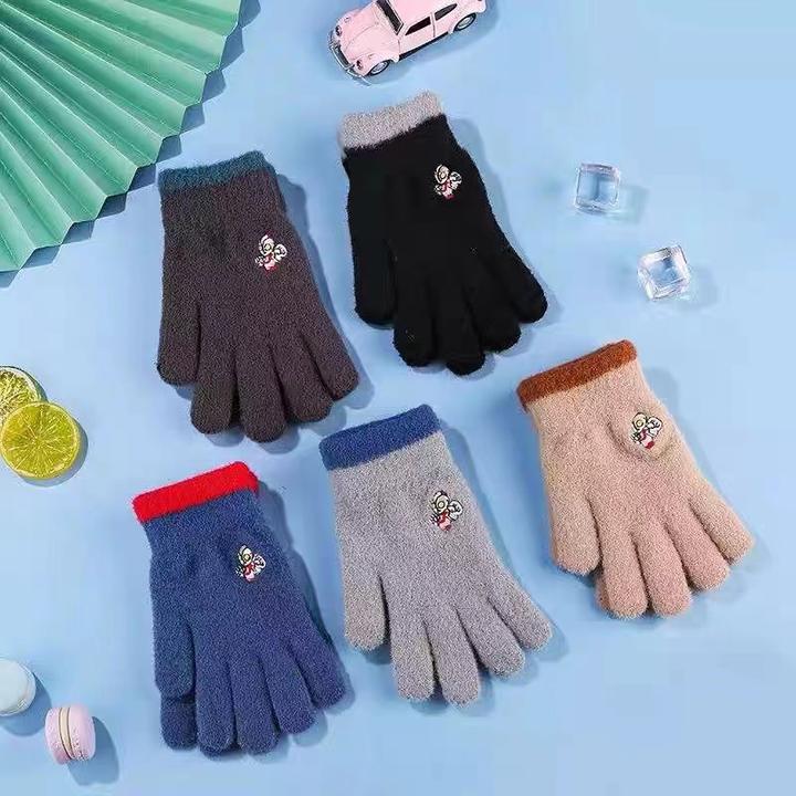 儿童针织保暖卡通冬季男童加厚防寒分指小孩手套S112
