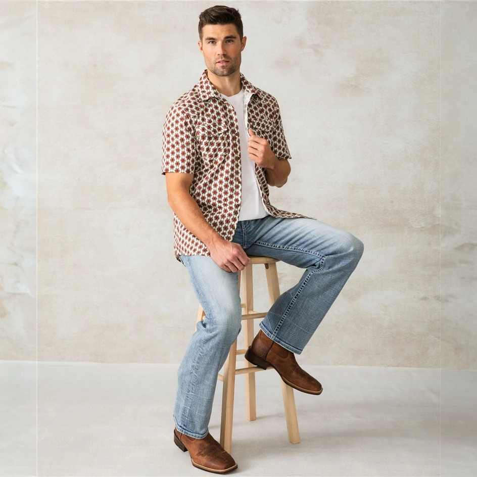 BKE水洗浅蓝复古做旧Tyler直筒宽松微喇大码加长牛仔裤男GBP23360