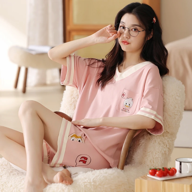 睡衣女款夏天纯棉短袖短裤夏季2025新款春秋夏款少女士家居服套装
