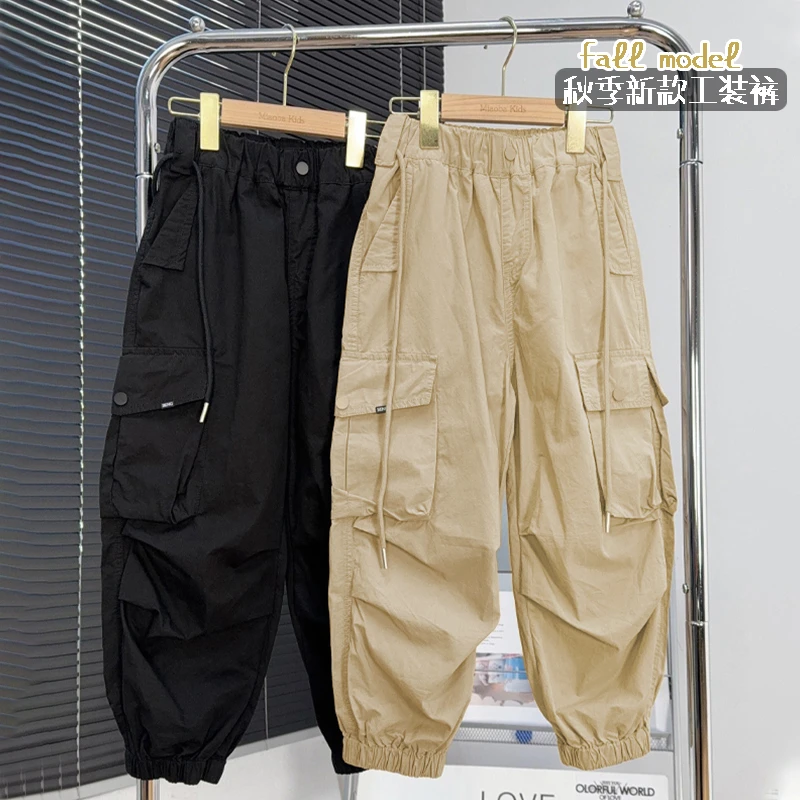 男童工装裤2025春秋痞帅裤子韩版中大童宽松休闲裤儿童透气长裤潮