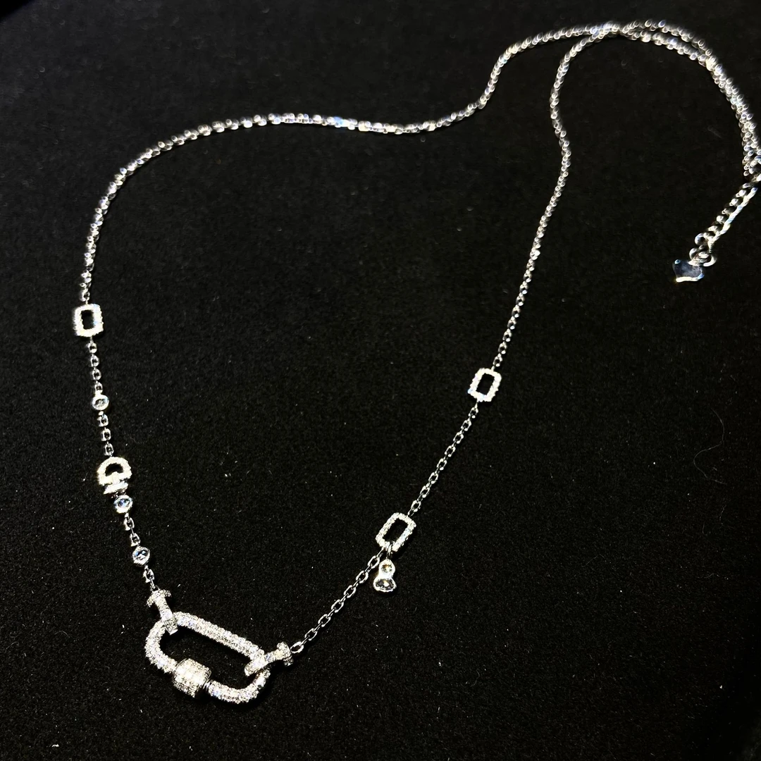 哈妮珠宝 18K金加粗万能链回形针意大利工艺项链满钻项链轻奢时尚