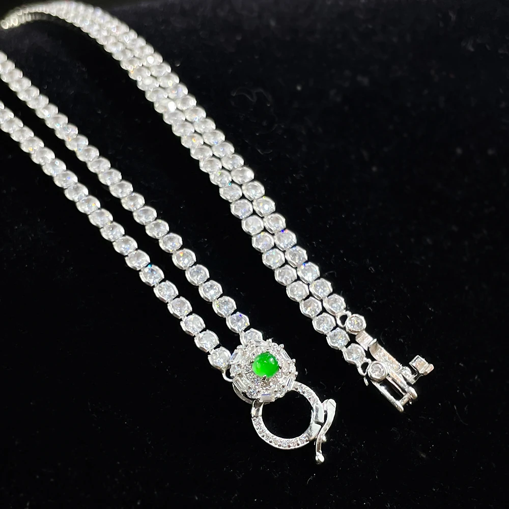 哈妮珠宝 天然翡翠a货蛋面项链万能链百搭链