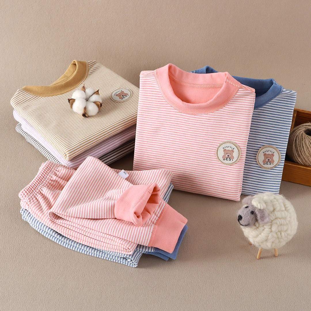 【7A抗菌】儿童蚕丝羊毛无骨保暖内衣套装男女童德绒秋衣裤中领内搭