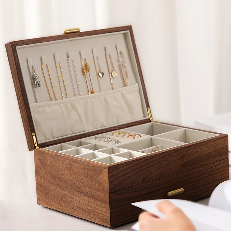 黑胡桃双层首饰收纳盒