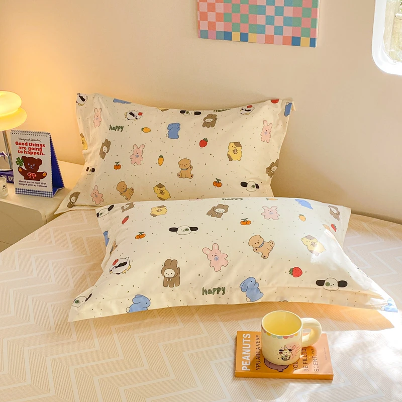 纯棉枕套48*74cm一对装一只装全棉学生宿舍卡通儿童30*50枕头套