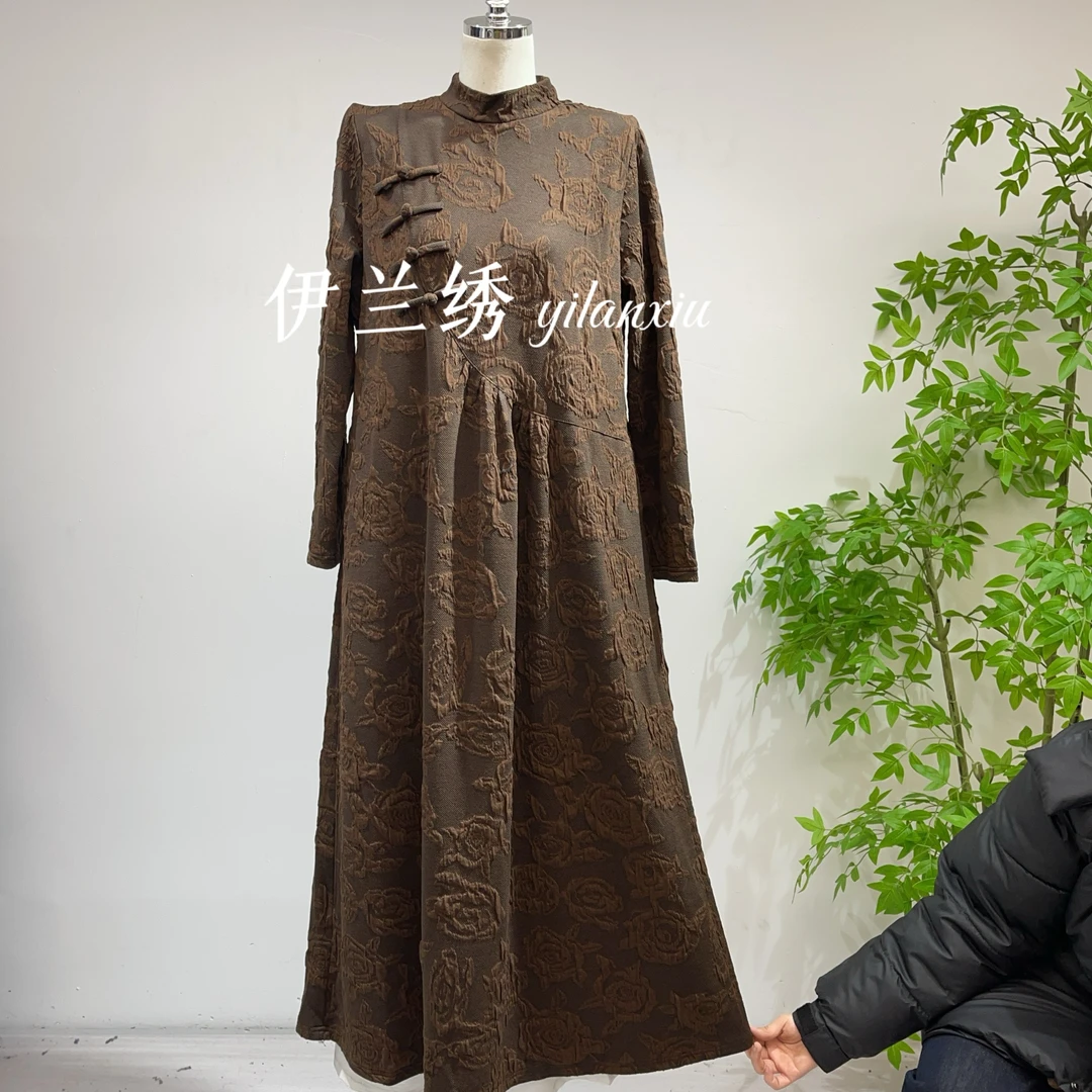 新款文艺复古提花连衣裙