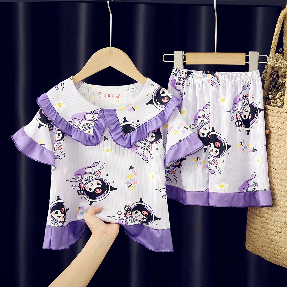 儿童短袖夏季女童公主风卡通睡衣中大童薄款小女孩家居服空调小孩