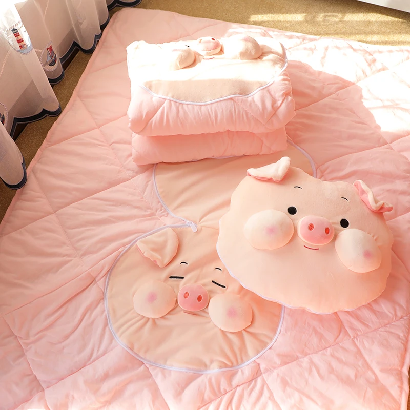 点砚小猪抱枕被子两用午休靠枕办公室午睡枕头空调毯子二合一车载