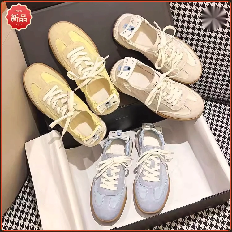 德训鞋2025夏季冰丝新款百搭透气软底芭蕾小白鞋休闲运动阿甘鞋女