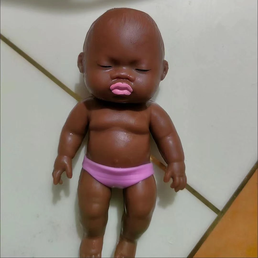 网红同款小号黑色肤色娃娃解压减压自娱玩具捏捏拉拉乐过家家