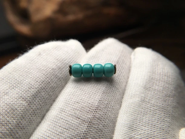 原矿绿松石老型珠 弟子珠 隔珠 配珠  锁骨珠配饰