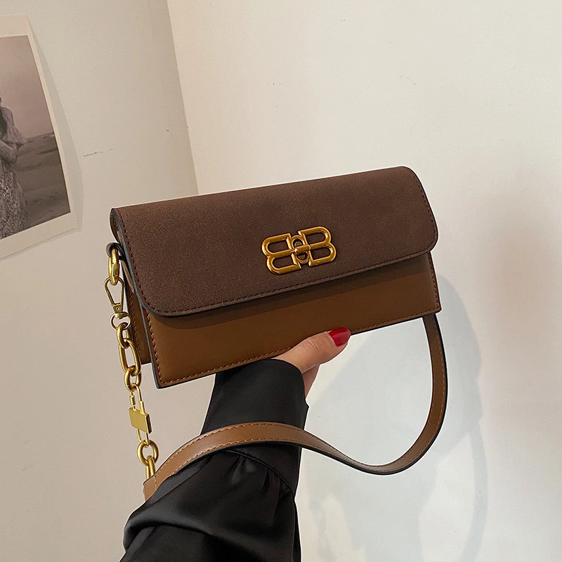 都市简约2023新款女包单肩包小香风质感链条腋下包时尚小方包