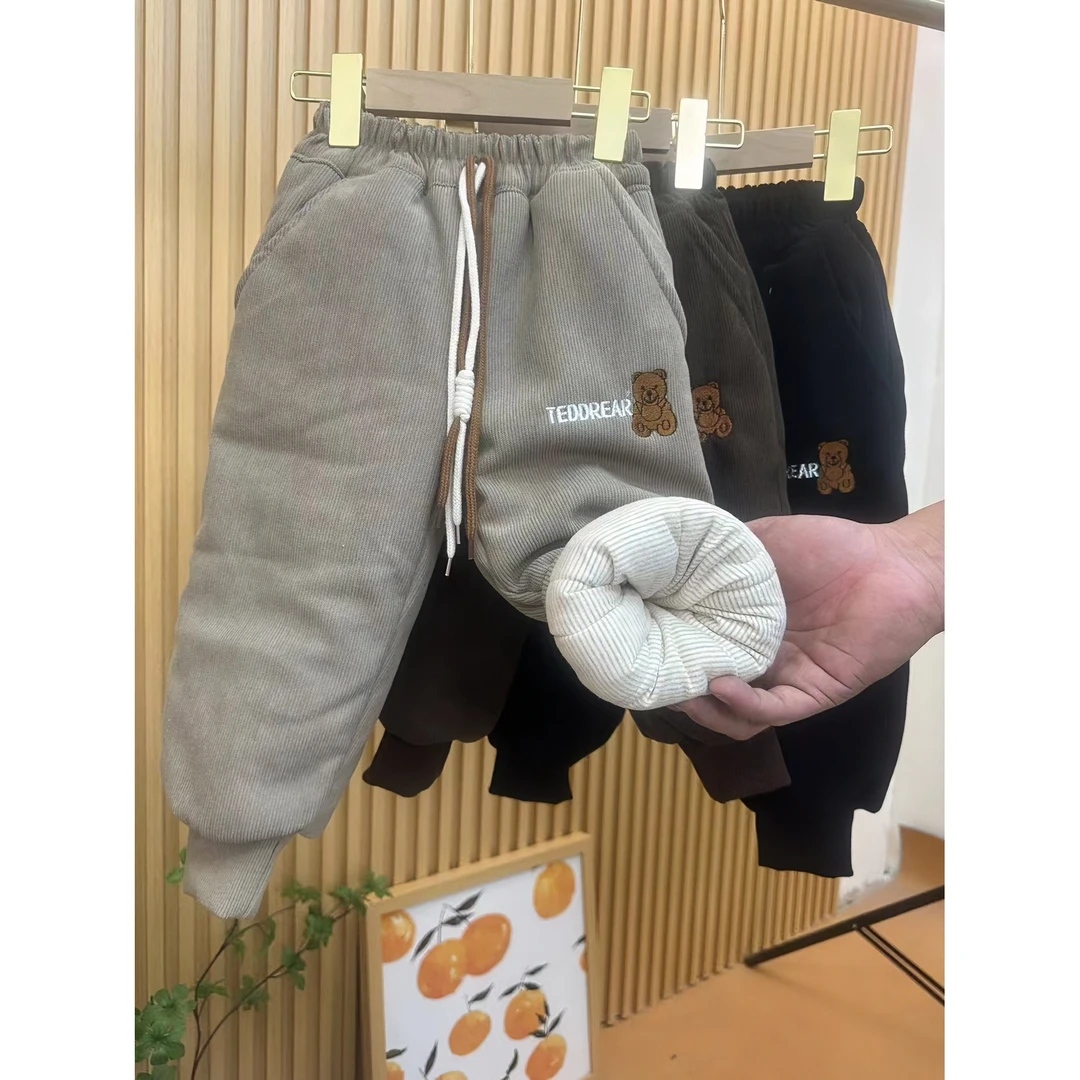 一条过冬男女童裤子冬款加绒加厚款四层加厚2023新款冬季包边秋冬