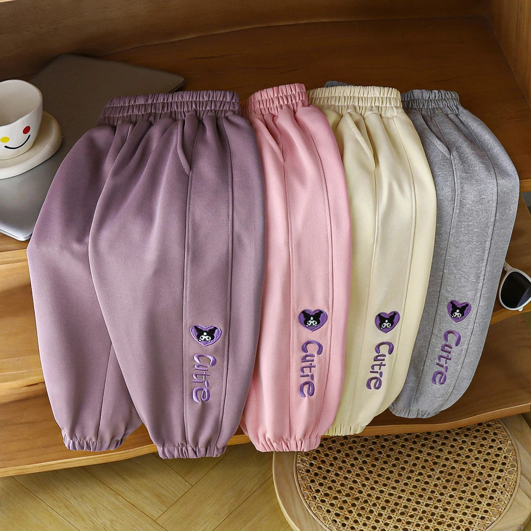 2025春款女童运动裤个性刺绣库洛米休闲运动卫裤宽松韩版