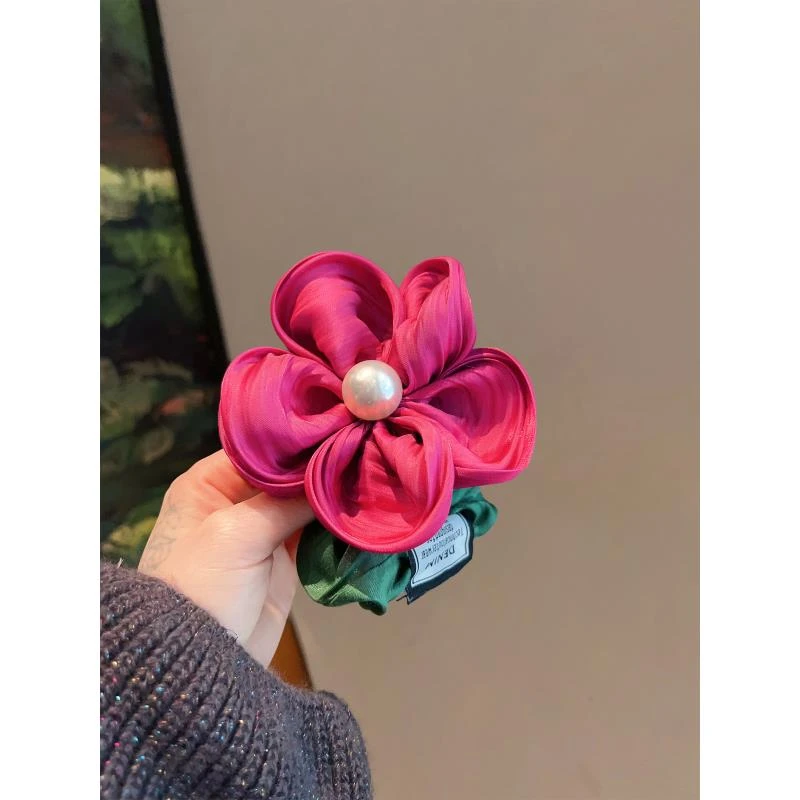 高级质感花朵扎头发耐用发圈女大肠圈绑头发皮套橡皮筋头绳发绳
