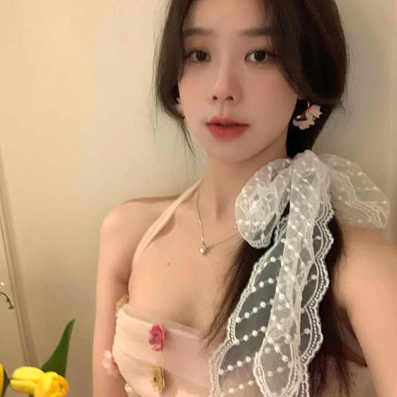 慵懒韩系蕾丝花边发带女低马尾系带2024新款丝巾长条绑发发饰头饰