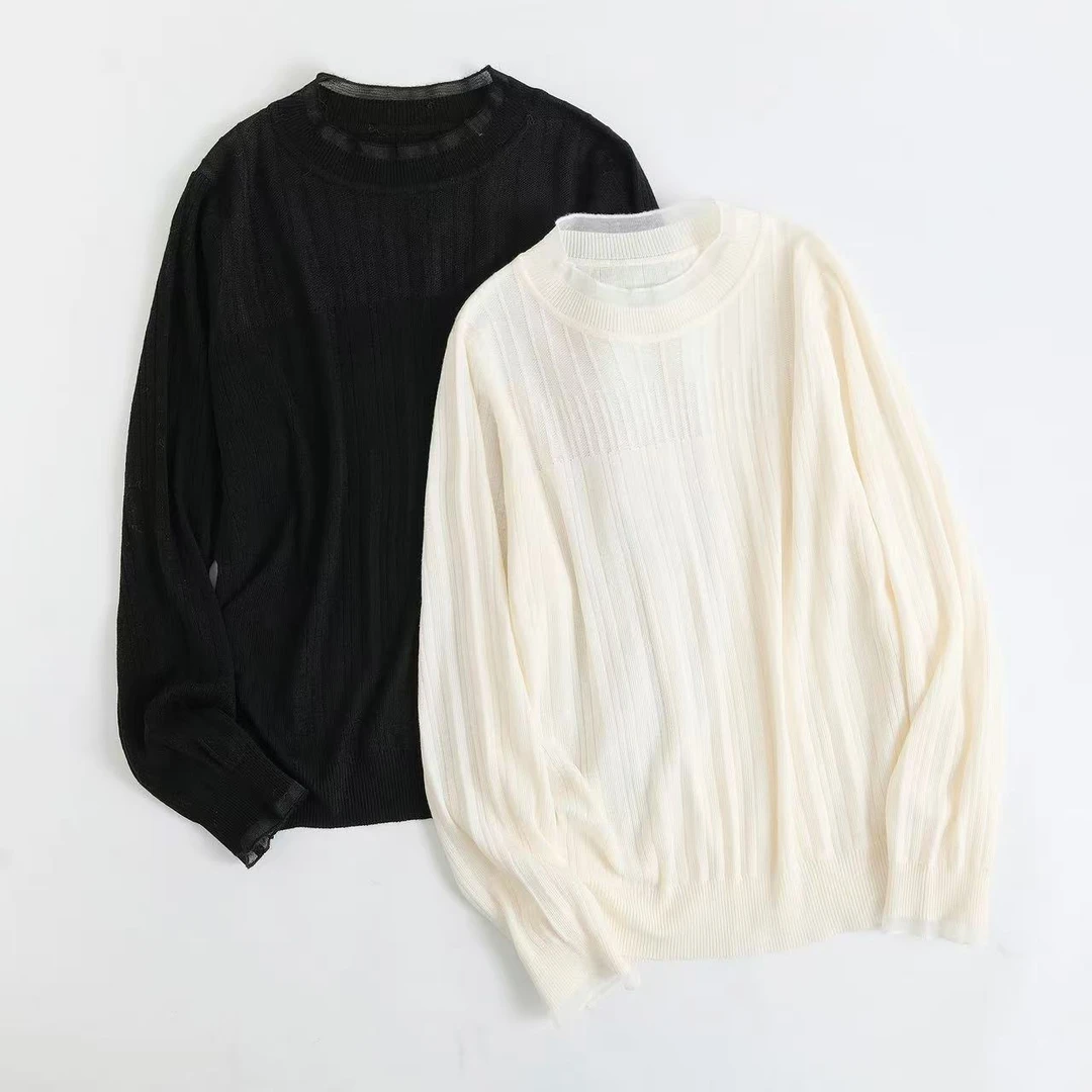 JUNJIE大码女装秋冬时尚套头木耳边半高领毛针织衫打底衫