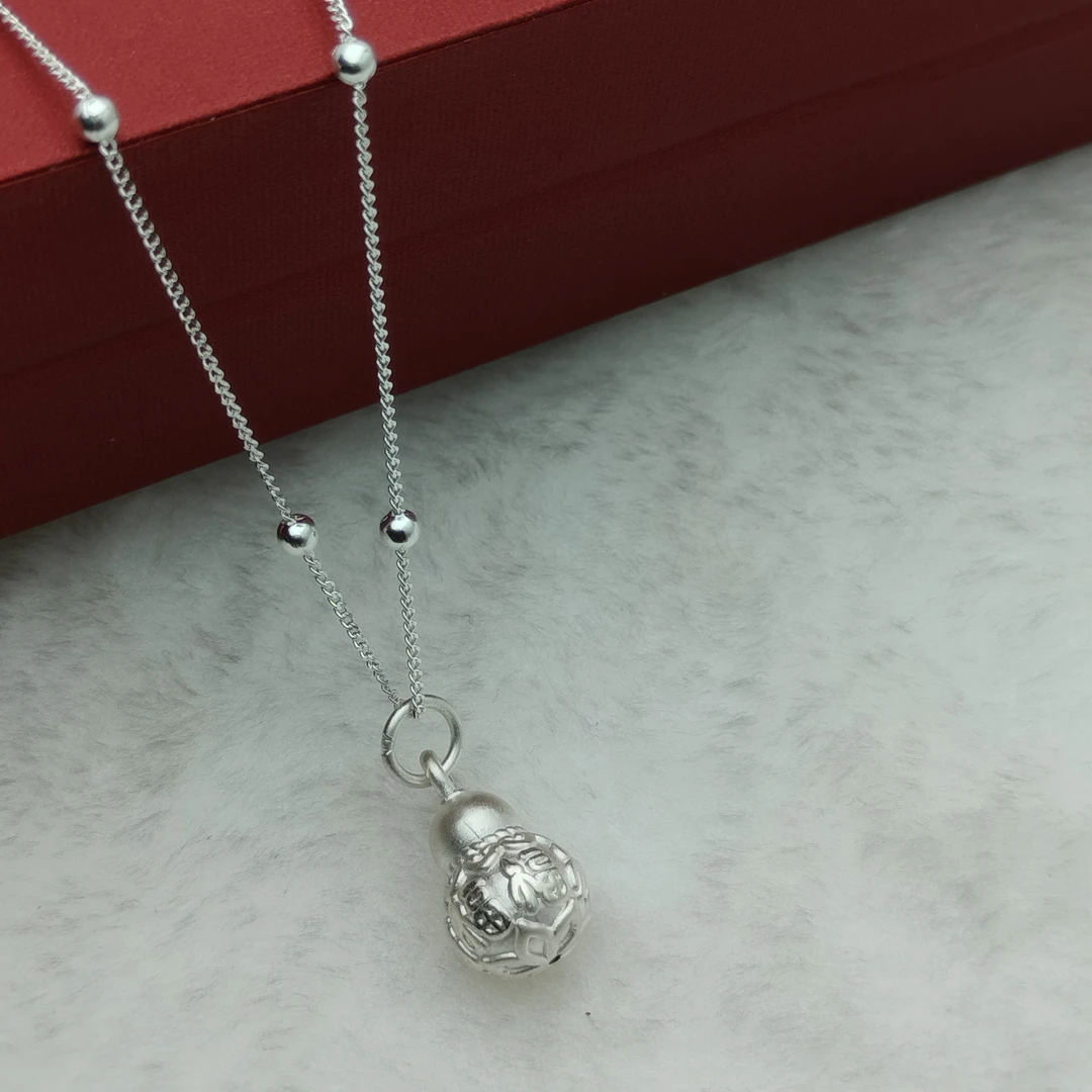 坠链均足银 足银999国风小葫芦肖邦珠链时尚七夕送女友简约百搭