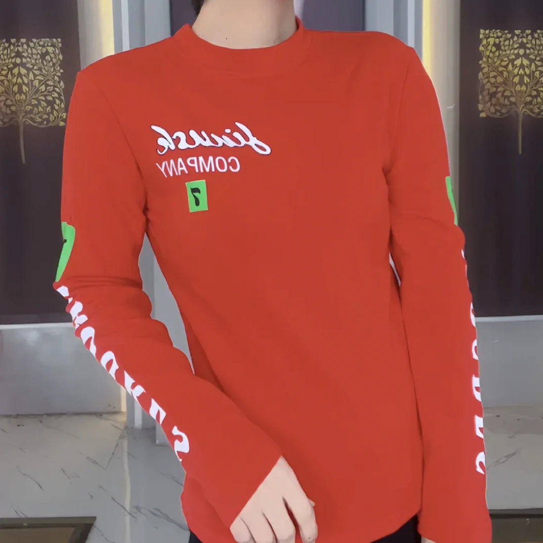 秋冬新款加绒磨毛时尚潮流圆领印花宽松休闲显瘦百搭女长袖女t恤