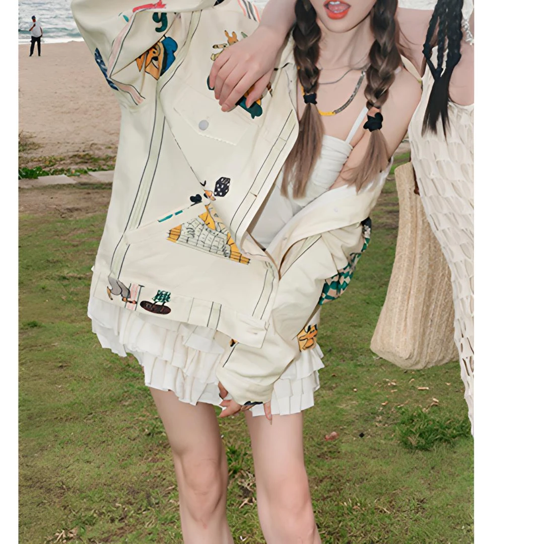 【花粉专享】【涂鸦牛仔衣】春炸街复古慵懒宽松童趣多彩印花牛仔外套