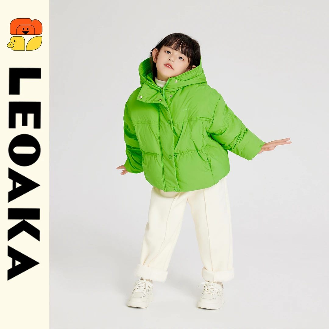 LEOAKA儿童加厚防风休闲时尚连帽保暖羽绒服防寒外套F351615702L