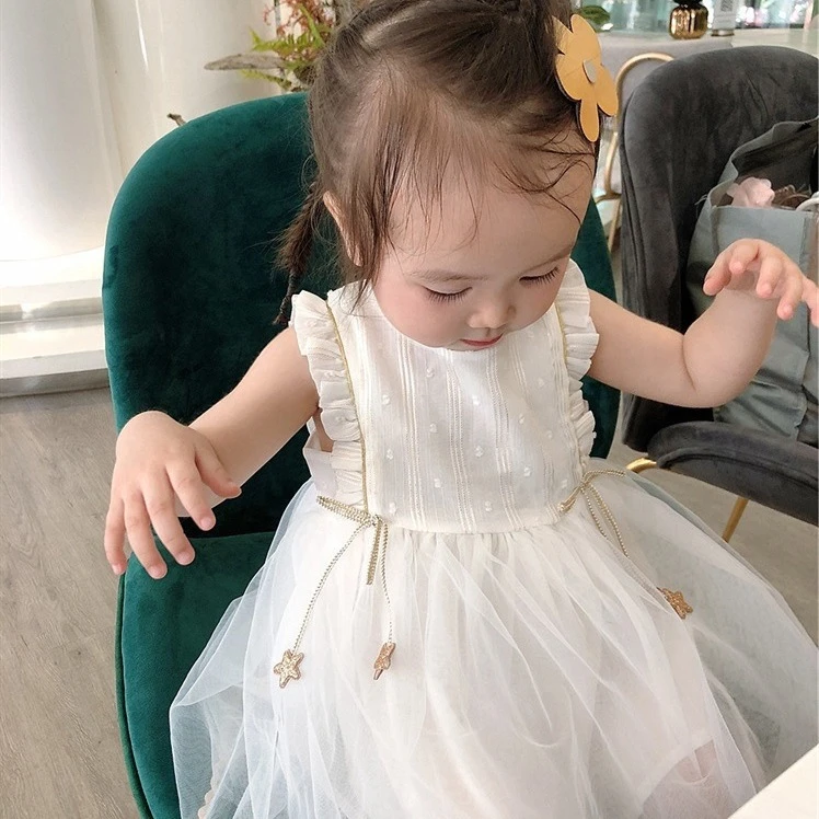 【场仔】女童连衣裙夏季新款无袖宝宝网纱裙子儿童夏装公主裙7018