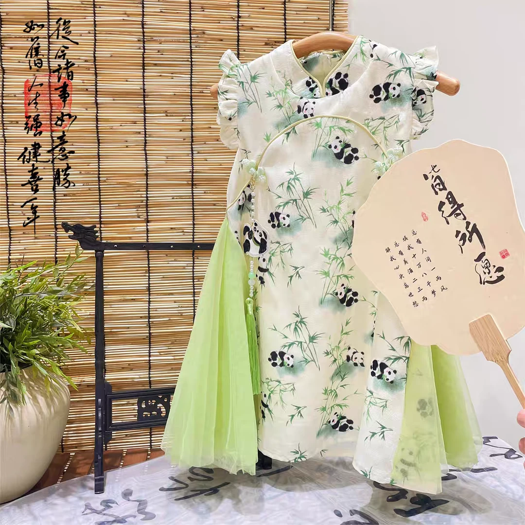 女童旗袍裙2025夏季新款国风裙儿童中式古装宝宝薄款高端演出服装