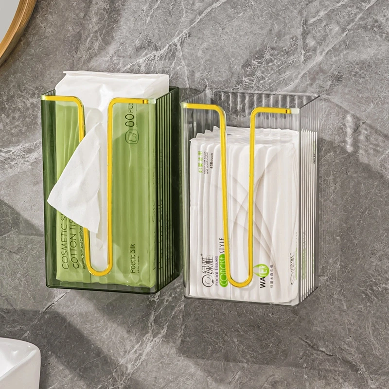 唯墨高透轻奢壁挂式纸巾盒家用厕所多功能抽纸盒面巾纸巾盒免打孔