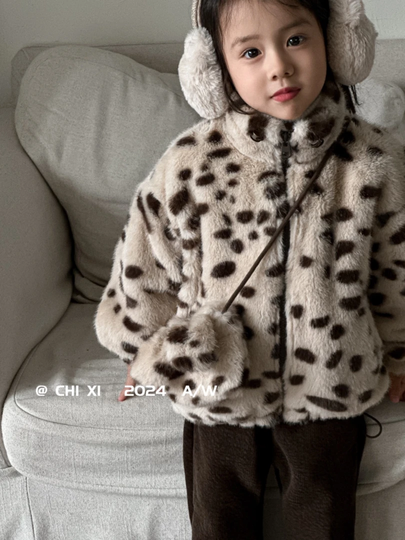 【Bao Bao】冬款女宝宝豹纹毛毛外套77619
