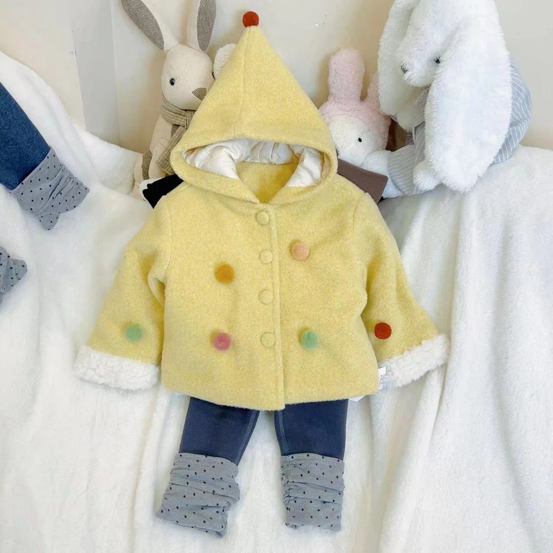【Bao Bao】冬款超可爱女宝宝精灵帽夹棉尼大衣外套88137