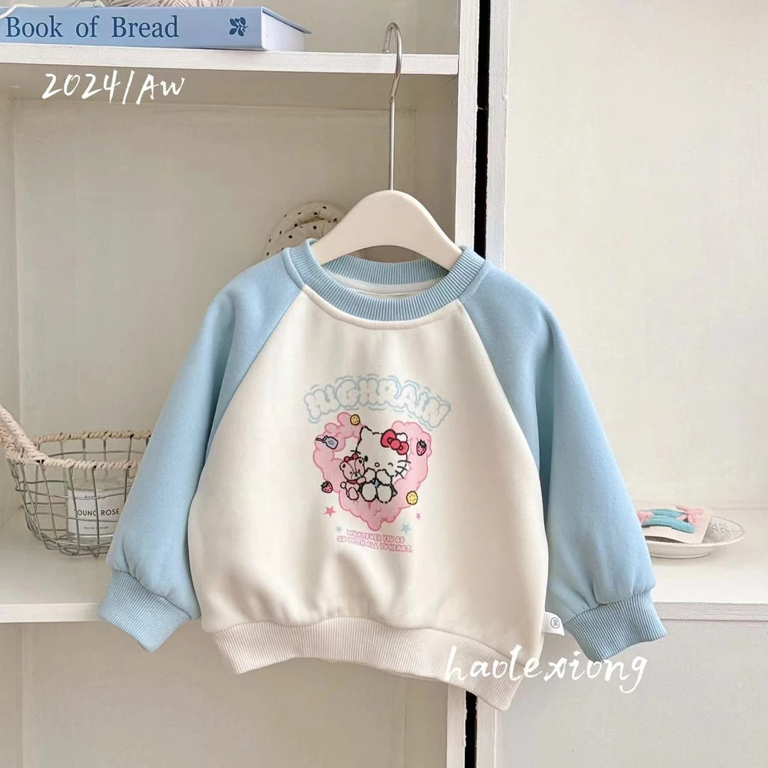 【Bao Bao】冬款一体绒女宝宝爱心Kitty卫衣70135