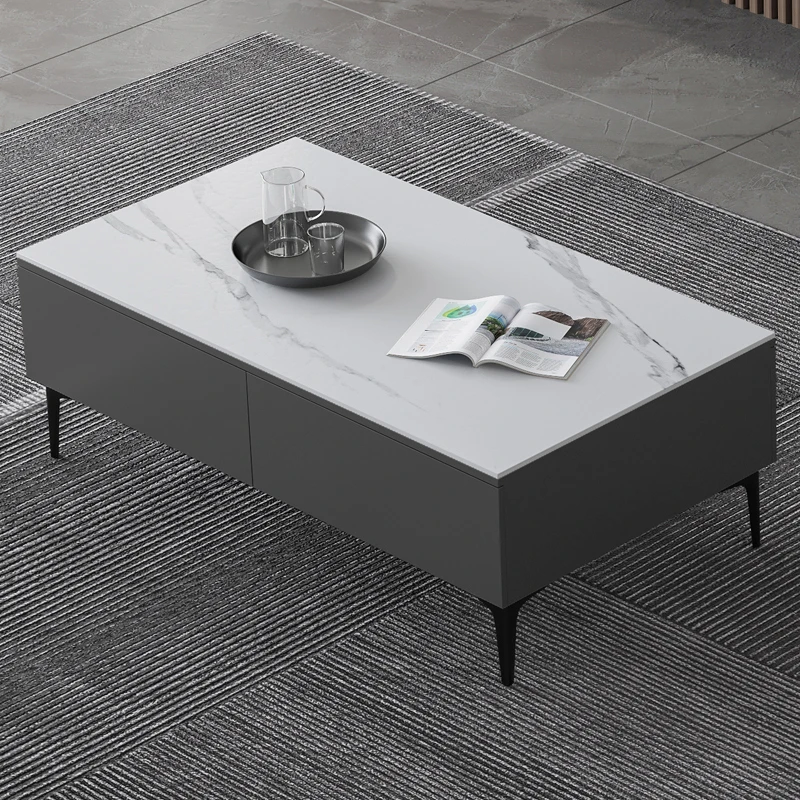 带脚茶几 烤漆 雪山岩岩板 灰色柜体