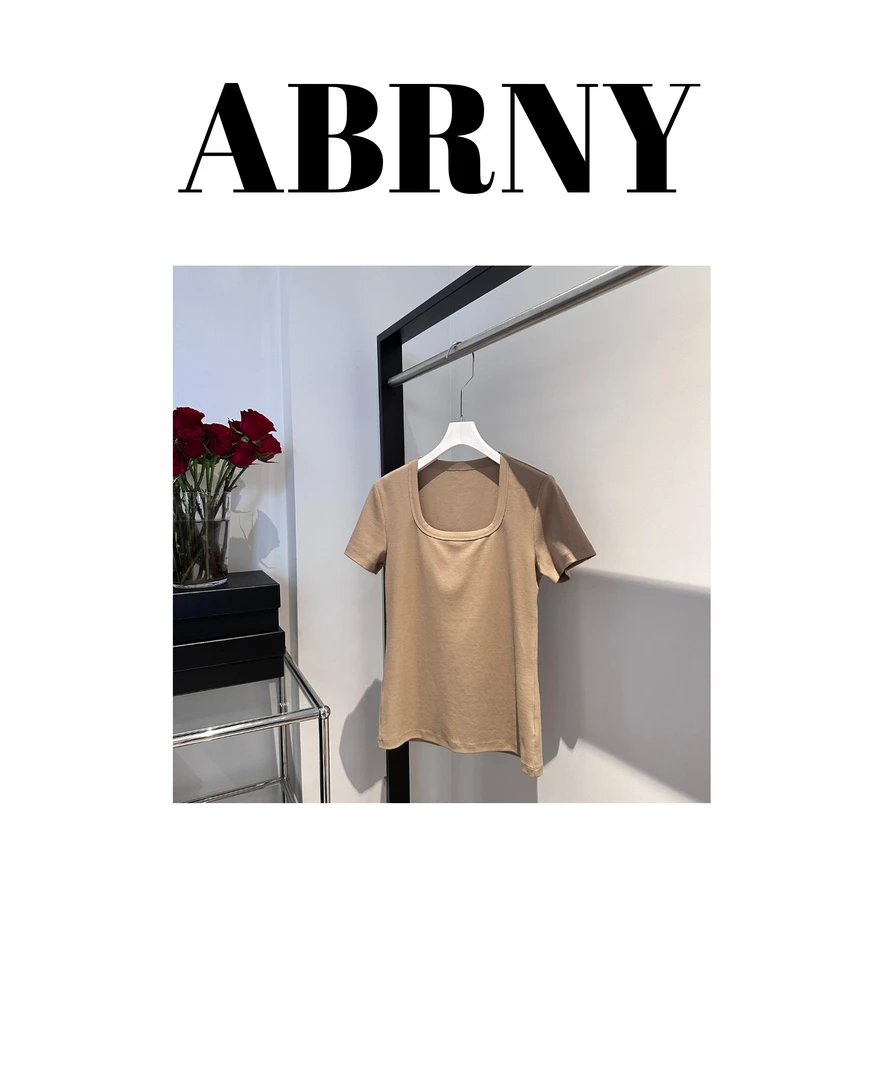 ABRNY【清新夏日】纯色打底T恤显瘦设计感休闲夏季网红百搭9040