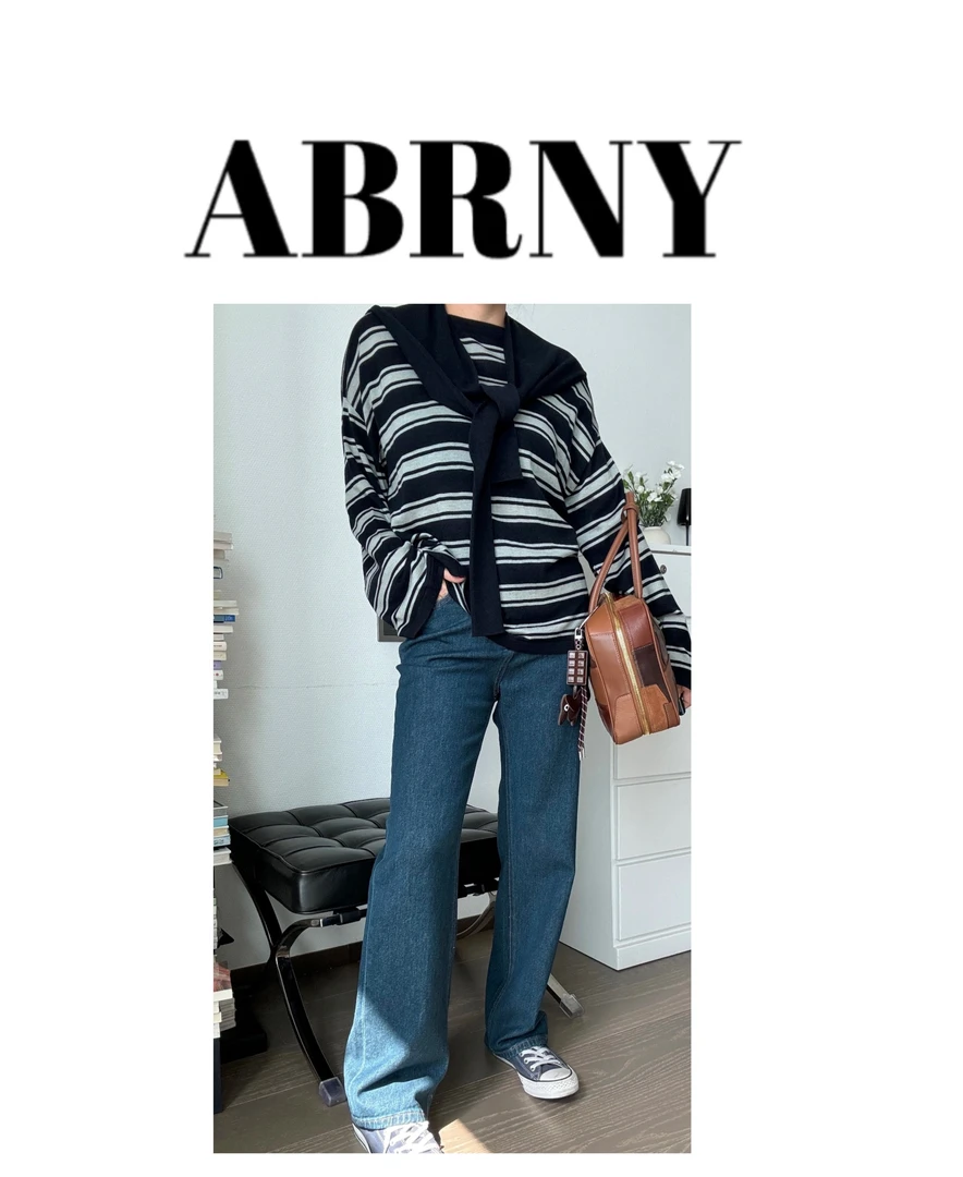 许小黑【超模比例】新款弹力直筒牛仔裤爱心标设计感宽松显瘦6209