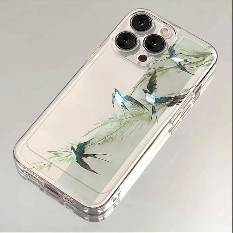 国风喜鹊报春iphone15苹果手机壳14promax硅胶13透明12小清新简约